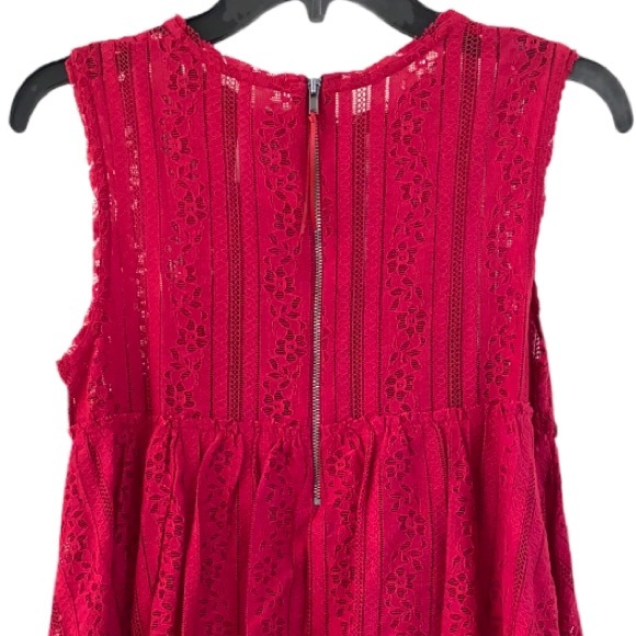 FREE PEOPLE Ruby Red Tu-Es-La Lace Mini Dress Size Extra Small - Picture 10 of 14